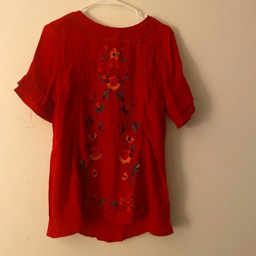 Red Floral Blouse